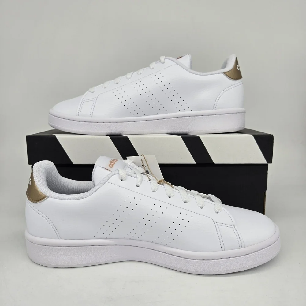 Adidas Women's Advantage 'White Copper Metallic' Shoes Size 7 New